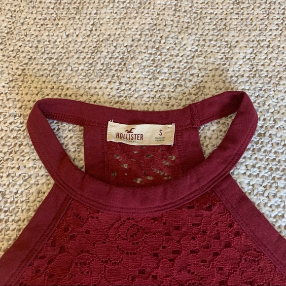 Hollister Maroon Lace Halter Tank Top with Sheer Back - Picture 5 of 8
